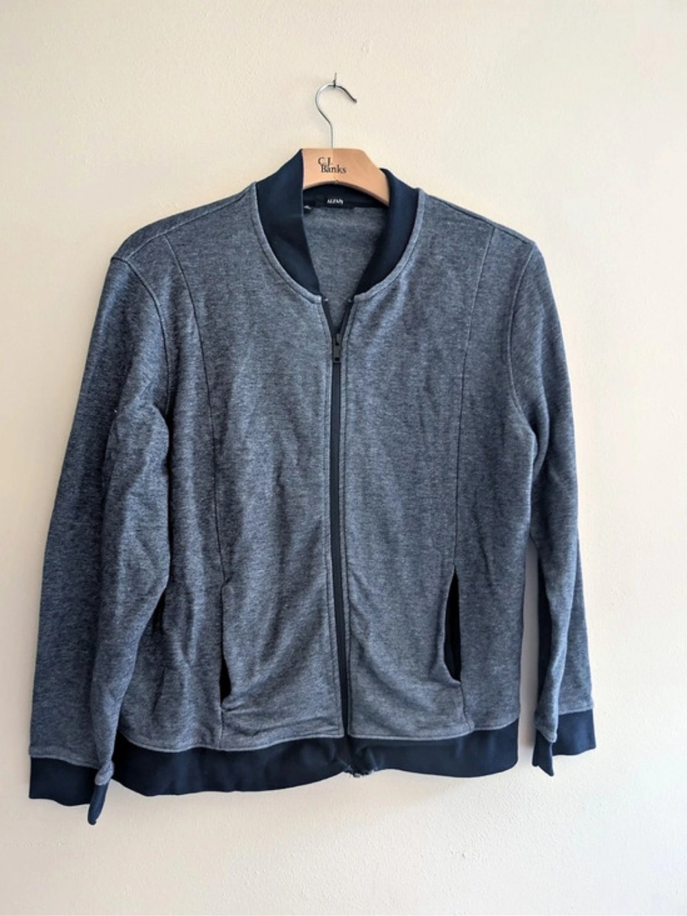 Alfani Heather Blue Full-Zip Bomber Jacket